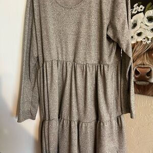 French Atmosphere Gray Tiered Dress